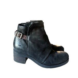 Miz Mooz Stoney Leather Ankle Boots Black Slouch 39 8